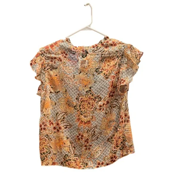 MISA Los Angeles Basia Ruffled Floral Chiffon Top Multi Colored Size Small NWT - Picture 10 of 12